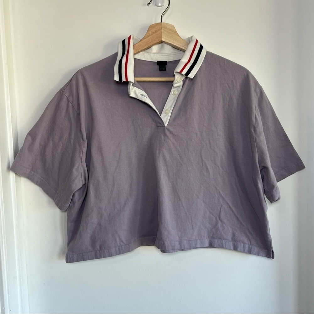 Wild Fable Lavender Collared Cropped Tee, Size Medium
